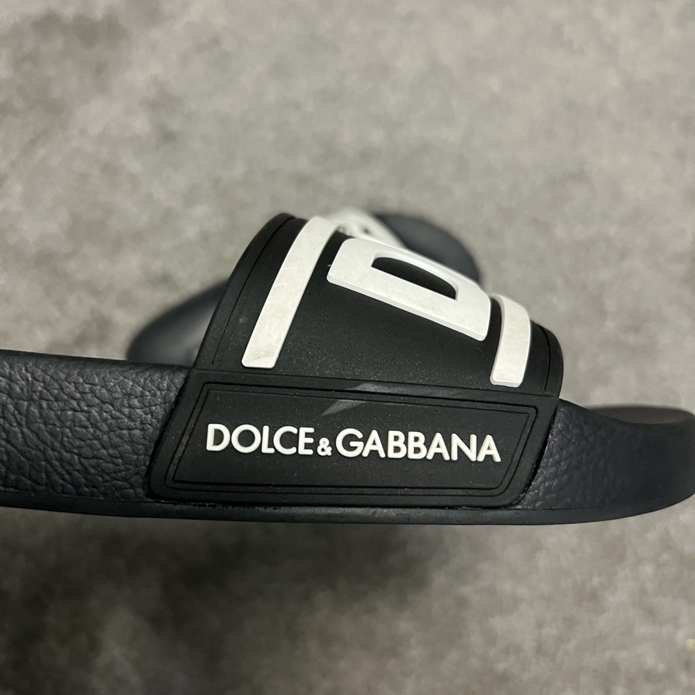 D&G Black & White Logo Slide Sandals - Picture 7 of 14